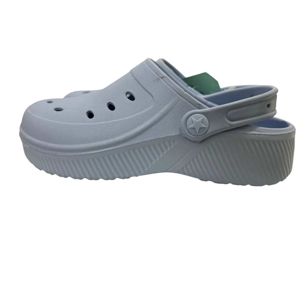 Kids Light Blue Platform Clogs Slip On Comfort Shoes Heel Strap L 2/3